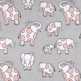   baby zoo - endearing elephants in cloud - designer flanel méteráru