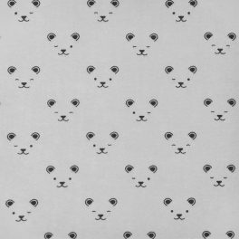   medve fej - little savannah flannel - bear faces in grey - designer pamut flanel méteráru