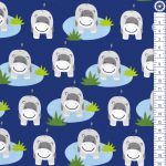 víziló - hippos on royal blue - mintás jersey méteráru