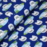 víziló - hippos on royal blue - mintás jersey méteráru