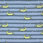 korokodil - croco on jeans stripes - mintás BIOPAMUT jersey méteráru