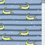 korokodil - croco on jeans stripes - mintás BIOPAMUT jersey méteráru