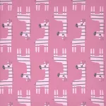 zsiráf - GOTS giraffes on rose - mintás BIOPAMUT jersey méteráru