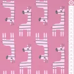 zsiráf - GOTS giraffes on rose - mintás BIOPAMUT jersey méteráru