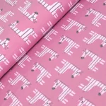 zsiráf - GOTS giraffes on rose - mintás BIOPAMUT jersey méteráru