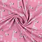 zsiráf - GOTS giraffes on rose - mintás BIOPAMUT jersey méteráru