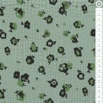 virágok zsályazöldön - nyomott mintás pamut dupla géz