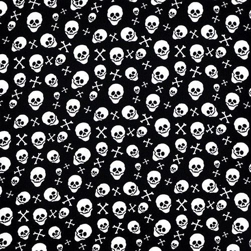 mini skulls in black - európai pamut puplin méteráru méteráru