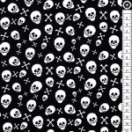 apró koponyák - mini skulls in black - európai pamut puplin méteráru méteráru