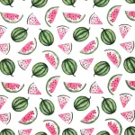 görögdinnye - watermelon on white - európai pamut puplin méteráru méteráru