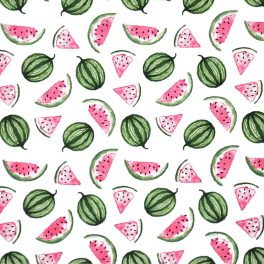   görögdinnye - watermelon on white - európai pamut puplin méteráru méteráru