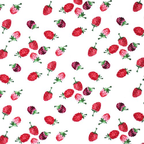 raspberry on white - európai pamut puplin méteráru méteráru