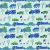 jármű - various vehicles on light blue - európai pamutvászon méteráru