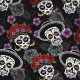 mexican skulls in black - európai pamut puplin méteráru méteráru