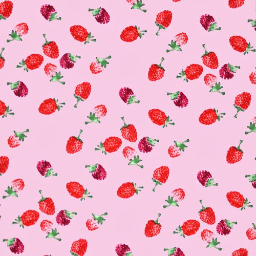 raspberry on pink - európai pamut puplin méteráru méteráru