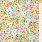 virágok halvány mentán - európai viszkóz puplin méteráru / flokon