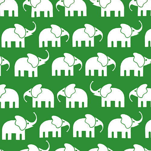 elephants on green - designer pamutvászon méteráru