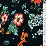 vadvirágok - wild flowers on black - pamutszatén méteráru