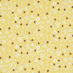 apró virágok - organic garden - spring flowers in yellow - európai biopamut puplin méteráru