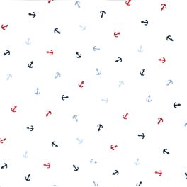   kis horgony - small anchors on white - európai pamut puplin méteráru