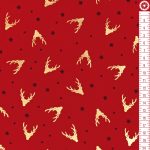 arany szarvas agancs vörösön - európai pamut puplin méteráru