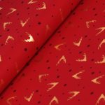 arany szarvas agancs vörösön - európai pamut puplin méteráru