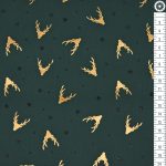 arany szarvas agancs zöldön - európai pamut puplin méteráru