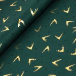 arany szarvas agancs zöldön - európai pamut puplin méteráru
