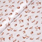 erdei állatok - forest animals on white - európai pamut puplin méteráru