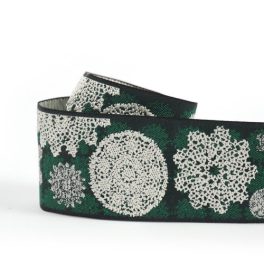 green lacy snowflakes - szövött szalag