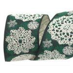 green lacy snowflakes - szövött szalag