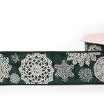 green lacy snowflakes - szövött szalag