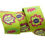 leaves on green - szövött szalag