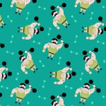 súlyemelő - strong man in teal - mintás pamut jersey méteráru