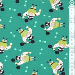 súlyemelő - strong man in teal - mintás pamut jersey méteráru