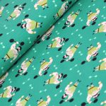 súlyemelő - strong man in teal - mintás pamut jersey méteráru