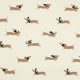 tacskó - running dachshunds on ecru - mintás pamut jersey méteráru