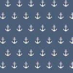 horgony - anchor party on blue - európai pamut puplin méteráru