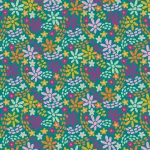 apró virág - colorful flowers on cyan - mintás futter méteráru - fésületlen