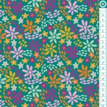 apró virág - colorful flowers on cyan - mintás futter méteráru - fésületlen